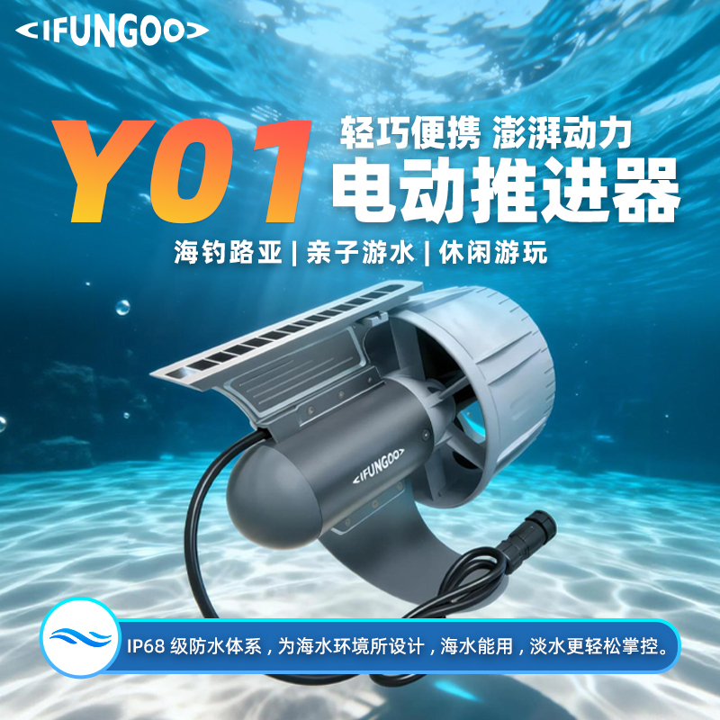 IFUNGOO Model Y01 SUP Motor，SUP Electric fin, suitable for paddleboards, kayaks, and backpacking boats